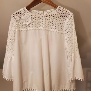 Lilly Pulitzer Women's XL Crisp White Blouse~Eyelet detail